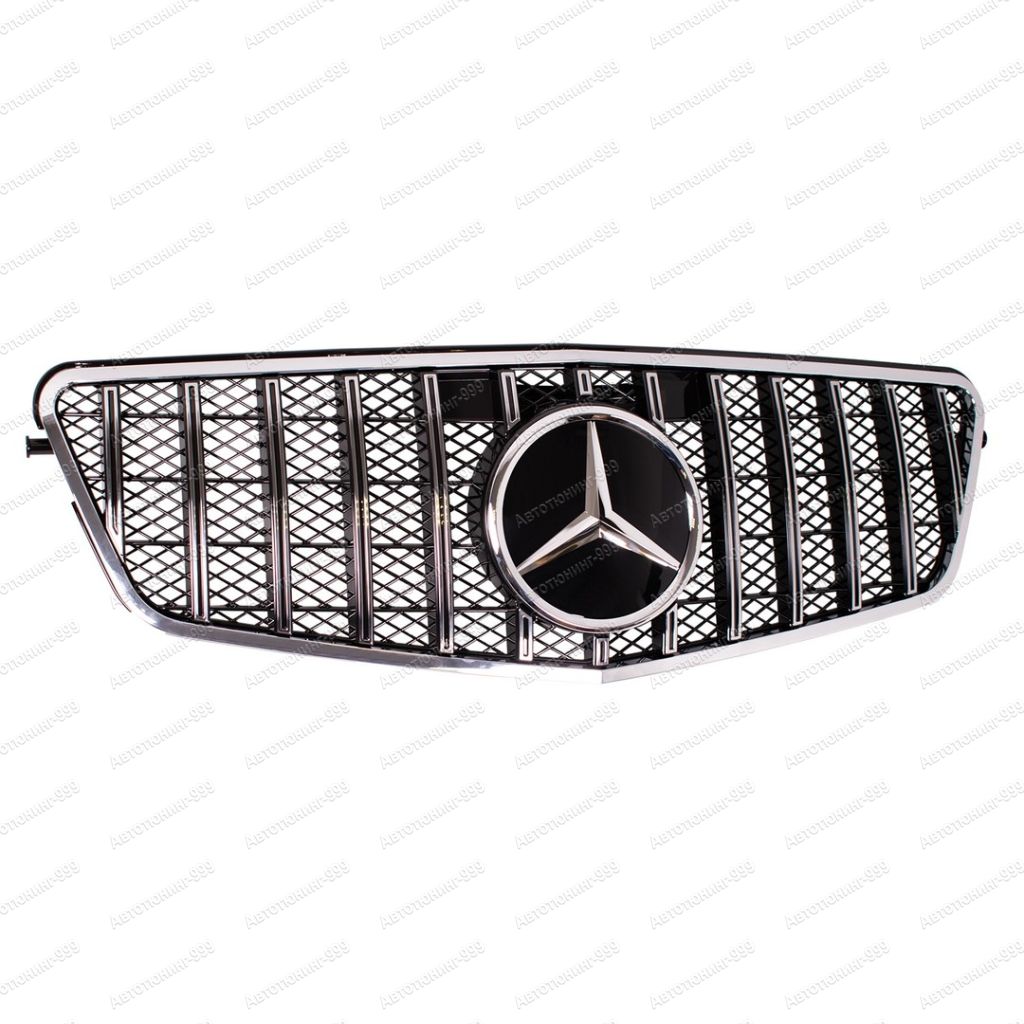 решетку радиатора GT дизайн на Mercedes E-klass (W 212)+ эмблема хром (2009-2013)